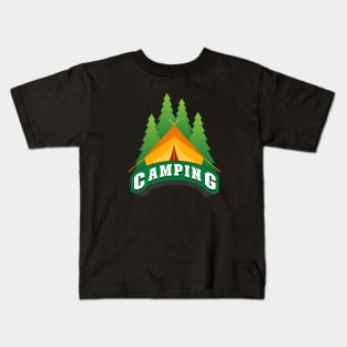 Camping Wildlife Born to Camp Forced To Work Dark Background Camping Campfire Summer Design Kids T-Shirt